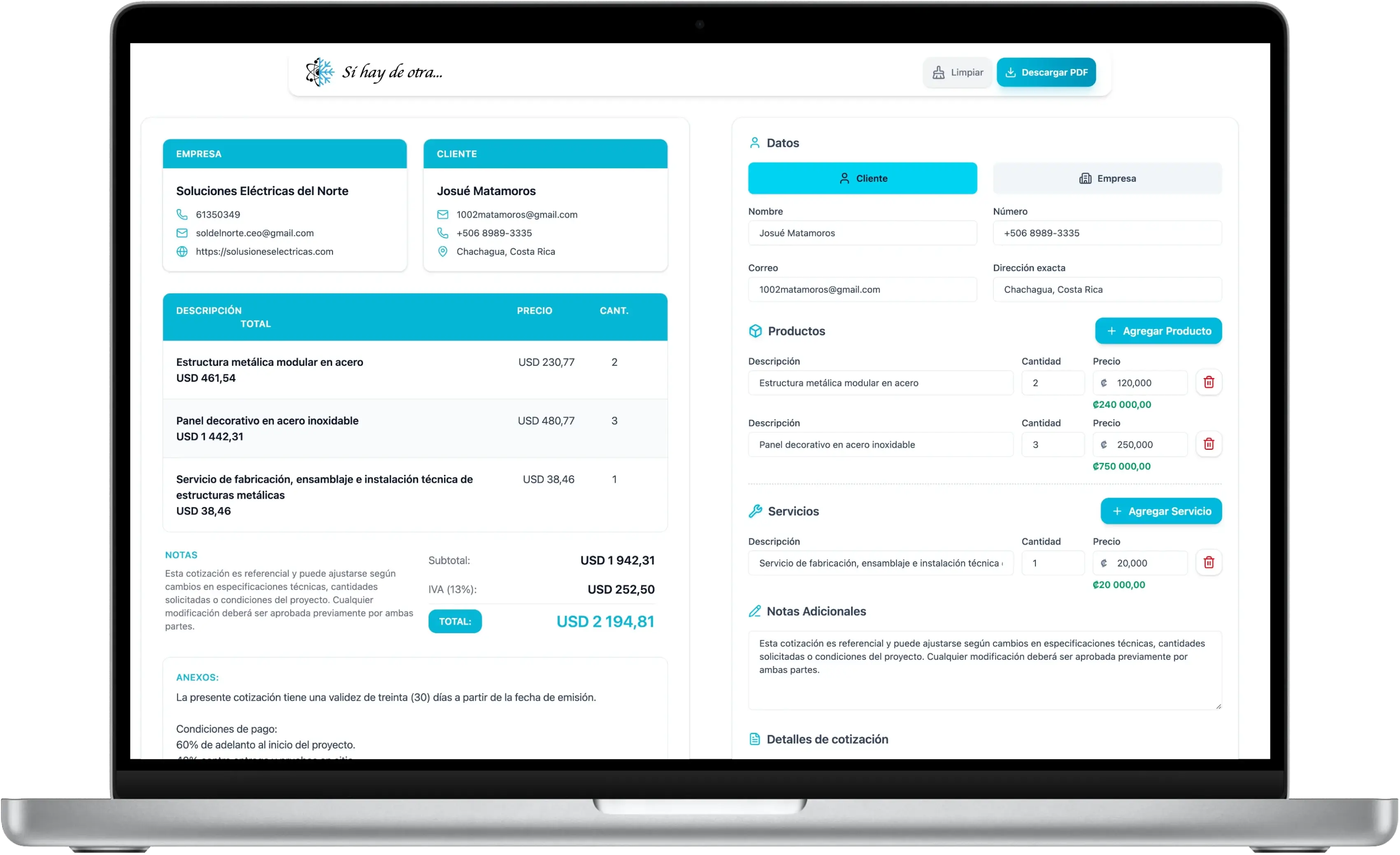 SEN Proforma — Quote Generator - desktop view 1